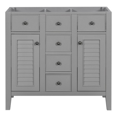 NicBex Bathroom Vanity without Sink/with Sink,Multi-Functional Bathroom Sink Vanity with 2 Cabinets and 5 Drawers,36" Bathroom Sink Cabinet,White/Gray
