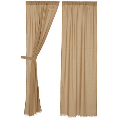 Tobacco Cloth Khaki Panel Fringed Set of 2 84x40 VHC Brands
