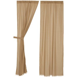 Tobacco Cloth Khaki Panel Fringed Set of 2 84x40 VHC Brands - 1 of 4