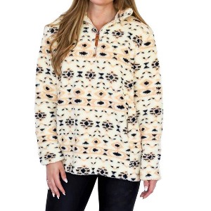 Women's Gretta Aztec Half Zip faux-shearling Pullover - Jen & Co. - 1 of 2