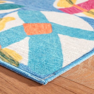 Spring Multicolor Synthetic Rectangular Washable Rug 2' x 3'