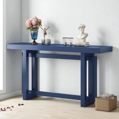 Mshliw Pine Veneer Entryway Console Table with Thick Legs and Triple Rectangle Base, Dining Table, 59.1" Long Sofa Table for Hallway or Living Room