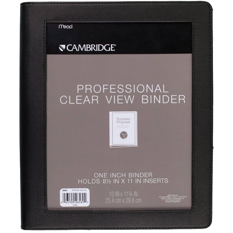 Cambridge 1&#34; Professional Clear View 3 Ring Binder Black, 1 of 4
