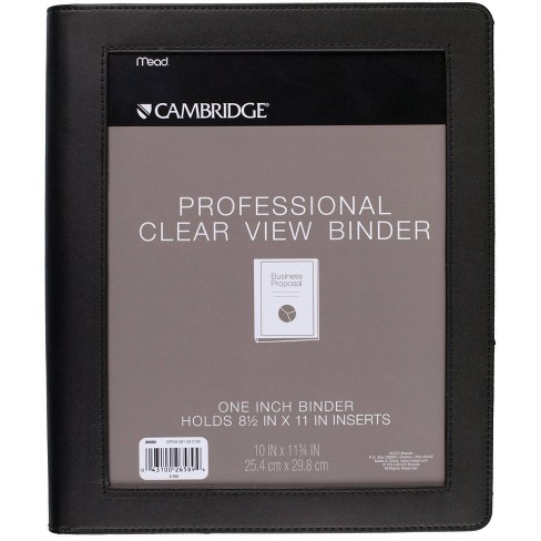 Cambridge 1" Professional Clear View 3 Ring Binder Black - image 1 of 3