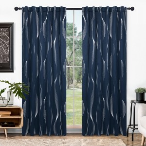 Deconovo Silver Wave Blackout Curtains (2 Panels, Back Tab/Rod) - 1 of 4