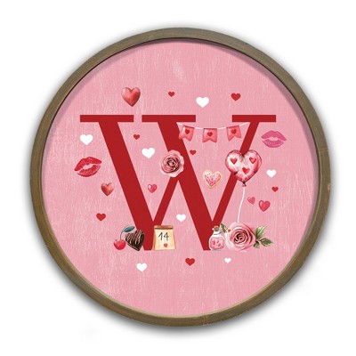 Creative Products Valentine Things Monogram Round Brown Framed Print