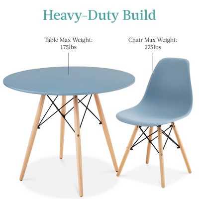 Blue and Oak Mid-Century Modern 5-Piece Dining Set with Beech Wood Legs