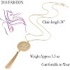 Long Necklaces for Woman Disk Circle Pendant Necklaces Tassel Fringe Necklace Set Statement Pendant - 4 of 4