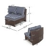 GDFStudio Outdoor Wicker Half Round 4 Seater Sectional Set with Ice Bucket Ottoman - 3 of 4