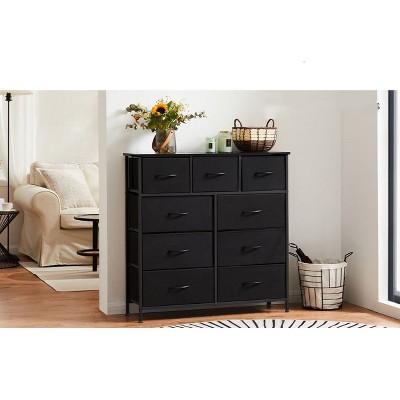 9 Drawer Storage Dresser Chest | Sweetcrispy | Black