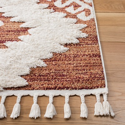 Orange and Ivory Diamond Shag Rectangular Area Rug