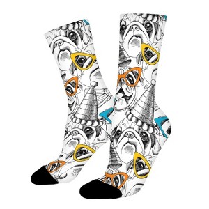 Funny Pug Women Printed Crew Socks Funny Funky Socks Soft Polyester Novelty Gifts for Artists Men - 1 of 1