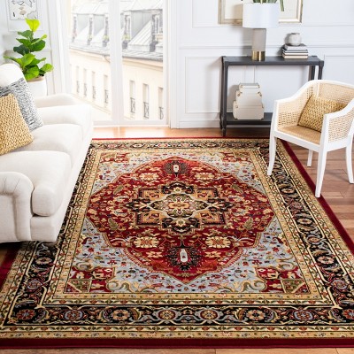 Red and Black Synthetic Persian Floral 8' x 10' Area Rug