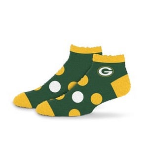 NFL Green Bay Packers Big Dot Sleep Socks: Polka Dots Knit Ankle Apparel - 1 of 3