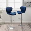 Swivel Counter Barstools Set of 2, Adjustable Bar Stool Upholstered Seating Metal Frame for Kitchen, Pub, Blue - image 3 of 4