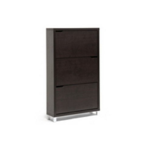 Simms 3 Drawer Modern Shoe Cabinet Dark Brown Baxton Studio Target