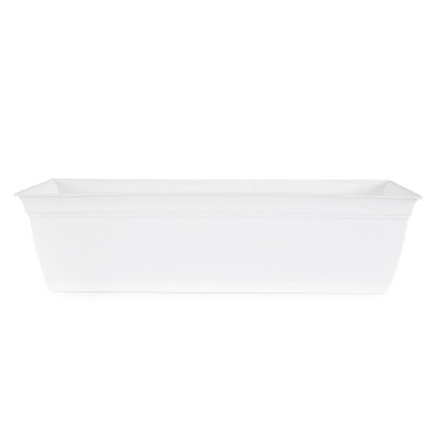 Eclipse 24" White Rectangular Indoor/Outdoor Planter with Removable Saucer