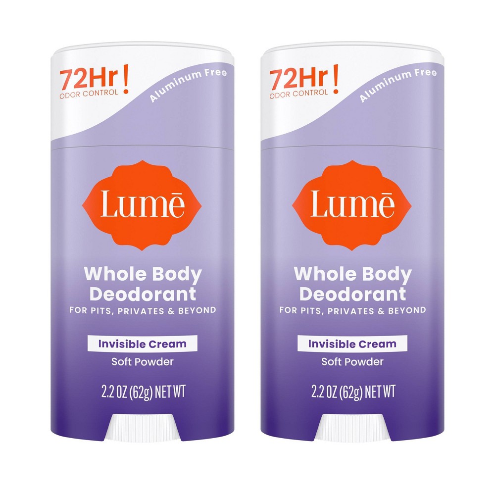 Lume Whole Body Women's Deodorant Invisible Cream Stick - Soft Powder Scent - 2.2oz/2pk -  91894642