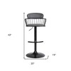 HomeRoots Gray and Black Faux Leather with Metal Swivel Low Back Adjustable Height Bar Chair - 3 of 4