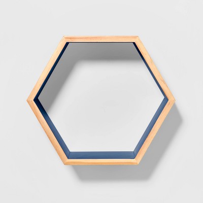 Image of Natural Wood Hexagon Shelf Navy - Pillowfort™