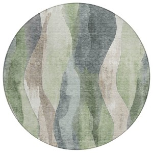 Fern Green And Gray Abstract Washable Indoor Outdoor Area Rug - 1 of 4
