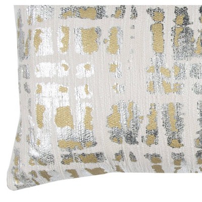14" x 26" Silver and Gold Geometric Cotton Lumbar Pillow Cover