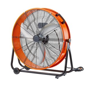 VEVOR Drum Fan, 24 Inch High Velocity Industrial Shop Fan, Heavy Duty Commercial Use 3-Speed 8600CFM, 360°Adjustable Tilting Floor Fan, Orange - 1 of 4
