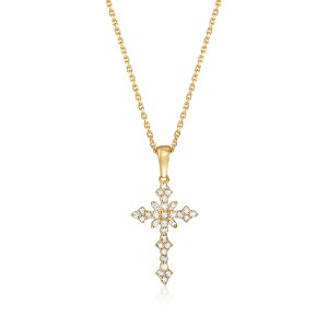Ross-Simons 0.25 ct. t.w. Diamond Cross Pendant Necklace in 18kt Gold Over Sterling - 1 of 4
