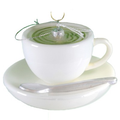 Holiday Ornament 3.0" Matcha Latte Cup Saucer Tea Beverage Herbal  -  Tree Ornaments