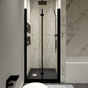 NicBex Shower Door 32"W x 72"H Frameless Pivot Glass Tub Door with 1/4" (6mm) Clear Tempered Glass with Reversible Installation - 1 of 4