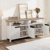 Jojoka 63" Entertainment Center with 4 Door Storage, Open Shelf, Large Wood Television Stand, Modern Tall Media Console Table for Living Room,Bedroom - 3 of 4