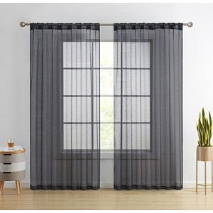 HLC.ME Lauren Semi Sheer Light Filtering Transparent Pocket Top & Back Tab Lightweight Window Curtain Panels, Set of 2 - 1 of 4