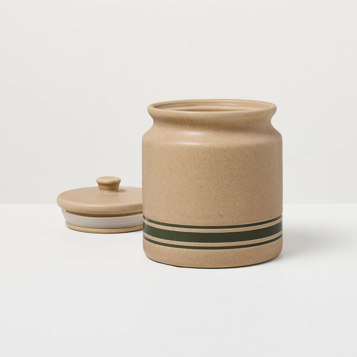 Stoneware Seasonal Canister Green Striped - Hearth & Hand™ with Magnolia - thumbnail 3