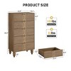 White 5 Drawer Dresser With Deep Drawers For Bedroom, Modern Wooden Chest Dresser With Deep Drawers With Vintage Pattern Design - 3 of 4