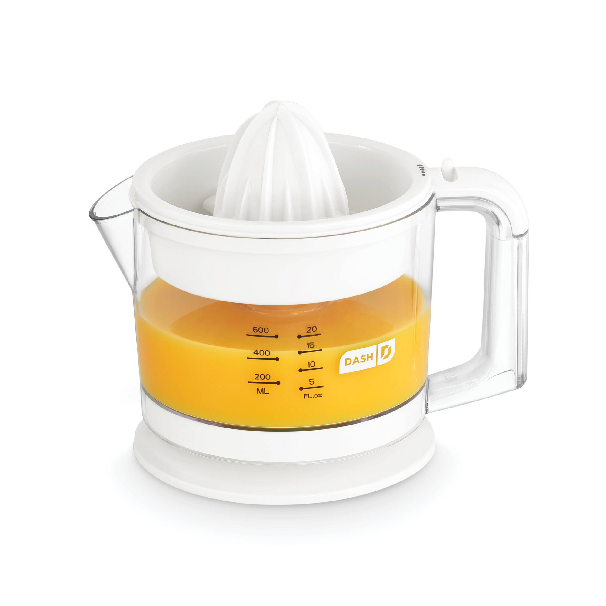 Dash Electric Dual Citrus Juicer - White: Lemon & Fruit Juicer, Multiple Cone Heads, Auto-Reversing, Dishwasher-Safe Parts