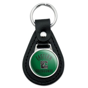 Eastern New Mexico University Greyhounds Logo Black Leather Keychain - 1 of 4