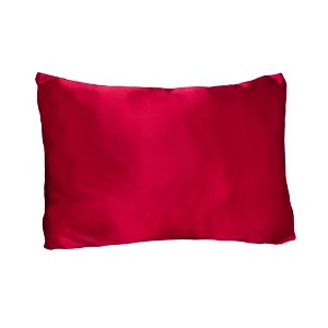 Morning Glamour Standard Satin Solid Pillowcase Red - 1 of 3