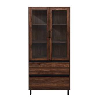Boho Style Slim Tall Cabinet with Rattan Door, Mid Century Modern Tower  Cabinet Up to 63, Country Style Freestanding Organizer with Metal Handles  for Living Room, Bedroom, Bathroom, Black 