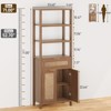 Rattan Bookcase, Tall Bookshelf with Adjustable Shelf, Storage Cabinet, Walnut - 2 of 4