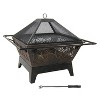 Sunnydaze Outdoor Camping or Backyard Steel Northern Galaxy Fire Pit with Cooking Grill Grate, Spark Screen, and Log Poker - 32" - 4 of 4