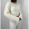 Women's Cropped Wide Sleeve Fuzzy Sweater - CRESCENT - 4 of 4