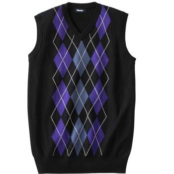 KingSize Men's Big & Tall V-Neck Argyle Sweater Vest