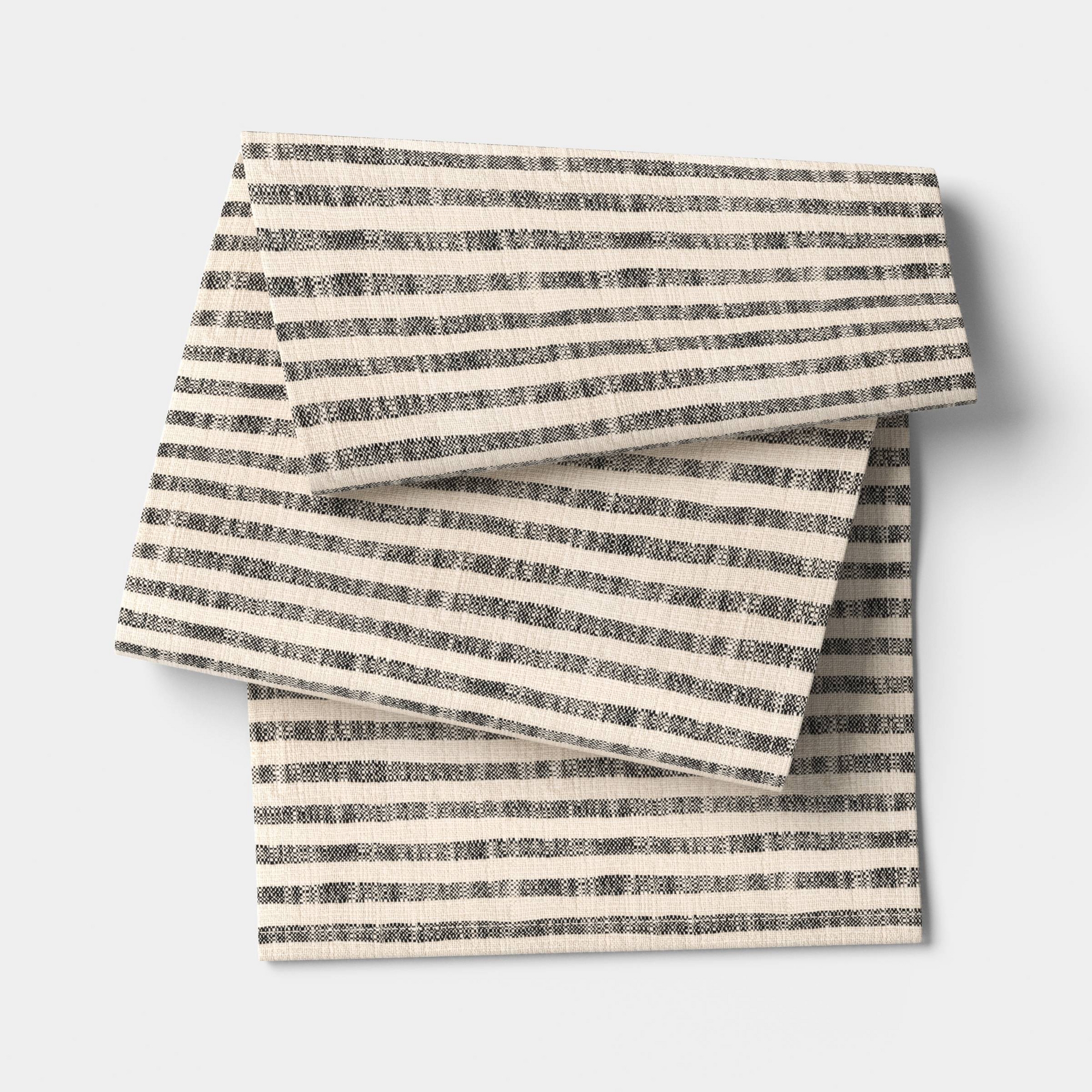 108"x14" Striped Table Runner Khaki/Black - Threshold™