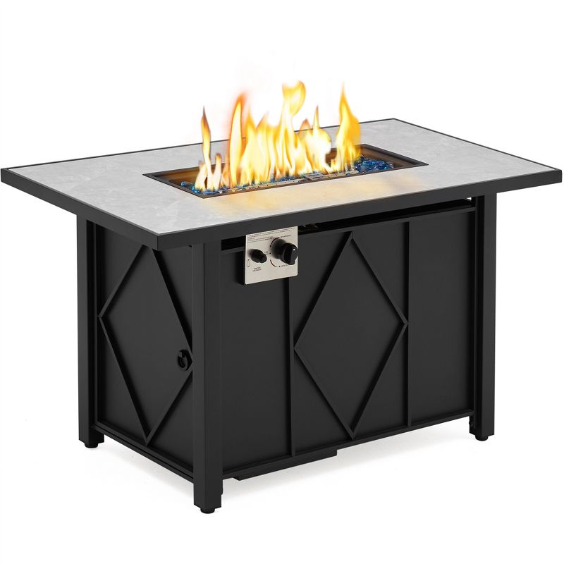 Yaheetech Outdoor Propane Gas Fire Pit Table 43 inch Auto-Ignition 2 in 1 Gas Firepit, 2 of 9