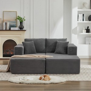 Versatile 73'' Cloud Sectional Couch,Deep Seat Modular Sofa with Double Chaise Lounges,Corduroy Fabric for Living Room - The Pop Home - 1 of 4