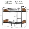 Homhougo Bunk Bed Twin Over Twin with Ladder and High Guardrail, Twin Size Convertible Metal Bunk Beds for Kids/Teens/Adults, Easy Assembly, Brown - 3 of 4