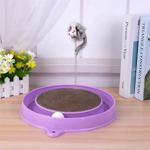 Multi-functional cat scratching board with ball track, various colours of mat board, self-height relief from boredom to tease the cat - 1 of 4