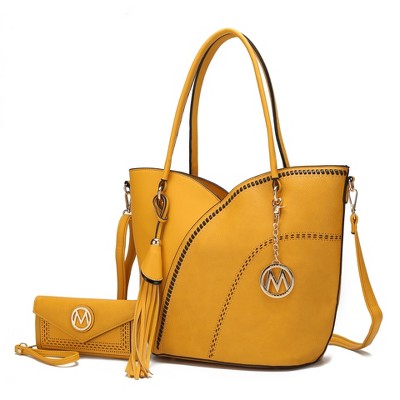 MKF Collection Imogene Two-tone Whip Stitches Vegan Leather Women’s Shoulder bag with Wallet by Mia K