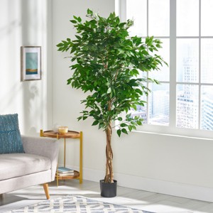 KTMBDW Artificial Tree Fake Silk Plant for Home Decor Indoor, Faux Tree in Black Planter for Home Office Corner Indoor Decor - 1 of 4