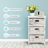 Tangkula 3-Drawer Fabric Vintage End Table Wood Nightstand Set of 2 - 3 of 4